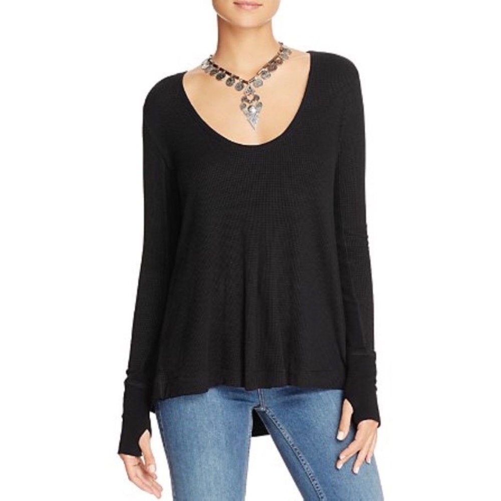 Free People Malibu Thermal Waffle Knit Thumbhole